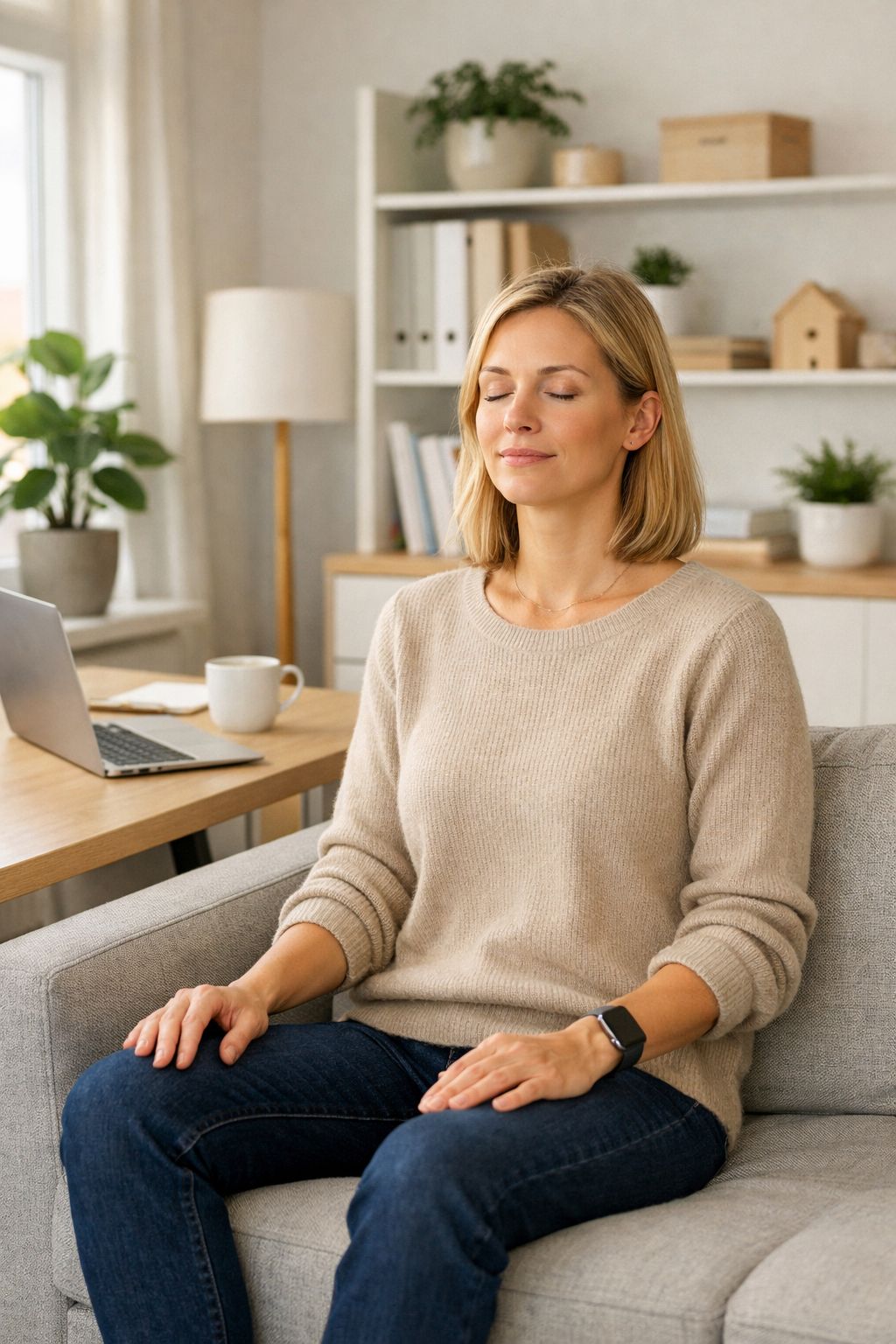 Medarbejder som finder ro på kontor 